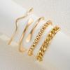 4Pcs Gold Geometric Bracelet Set For Women Minimalist Open Cuff Bangle Cuban Link Beaded Bracelets Trendy Stackable Jewelry Gift