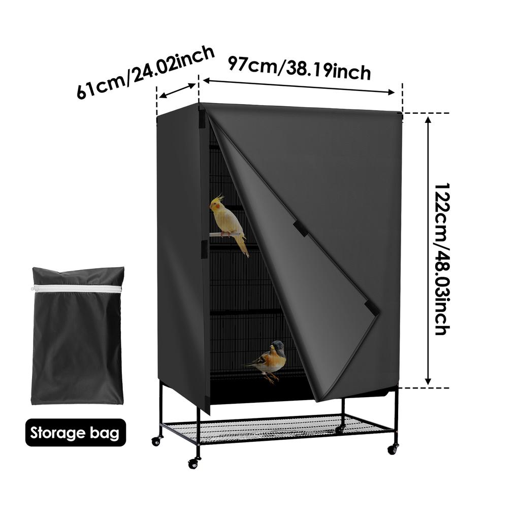 Bird Cage Cover Waterproof Dustproof Oxford Cloth Black Shading Breathable Square Large Cage Cover Protective Accessories