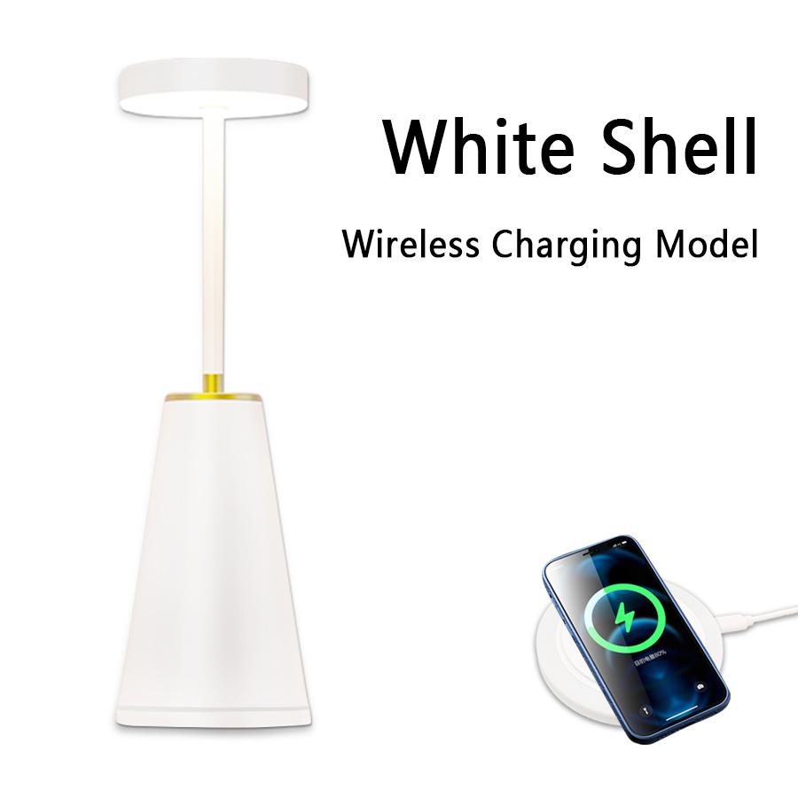 Rechargeable LED Desk Lamp Wireless Charging Metal Table Lamp Eye Protection Bedside Reading Light Home Office Bar Ambient Light