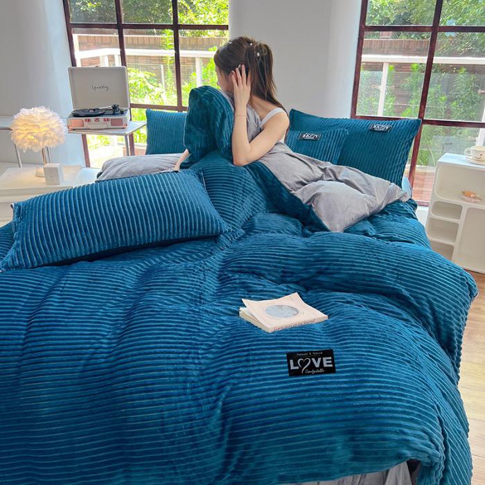 3pcs Duvet Cover Winter Warm Bedding Sets Double Quilt Cover King Twin Queen Size Bed Thick Flano Coral Fleece with Pillowscase