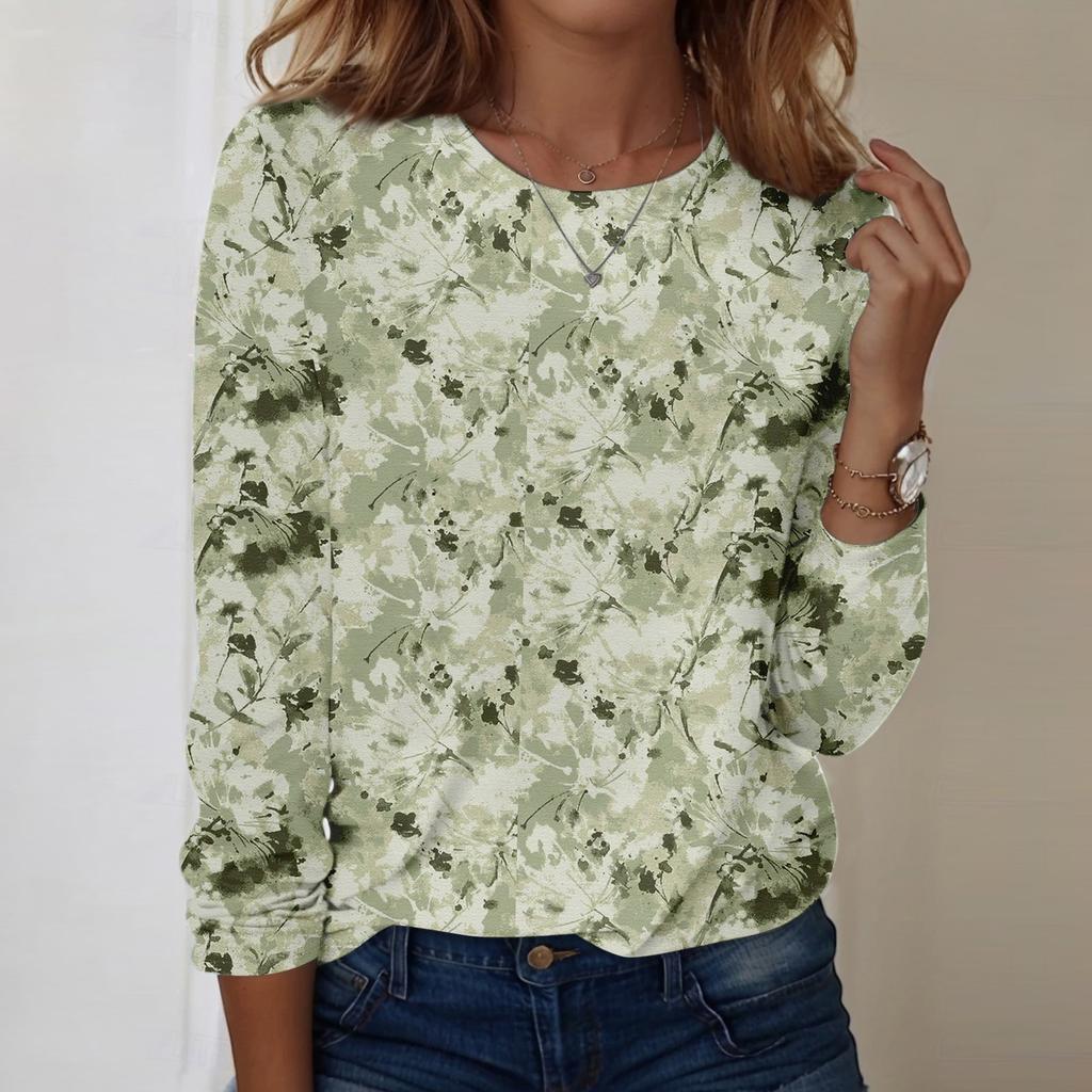 Long Sleeve Shirts For Women Cute Print Graphic Tees Blouses Casual Plus Size Basic Tops Pullover