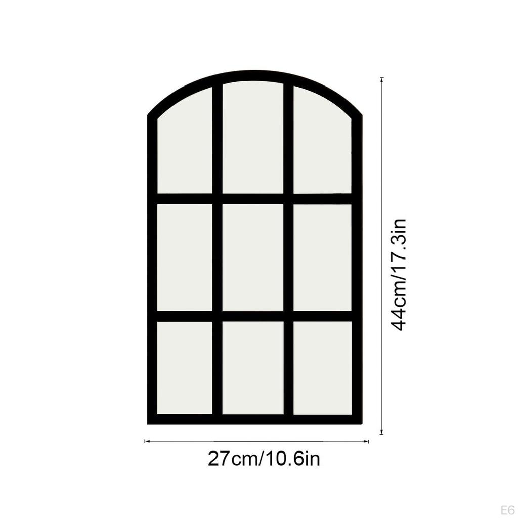 Arched Window Pane Mirror Arch Farmhouse Wall Background Wooden Framed for