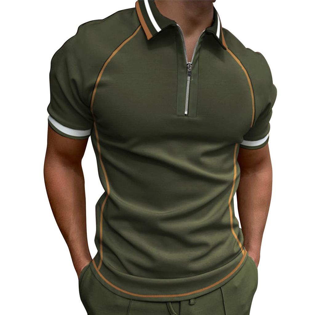 Men's Shirt Golf Shirt Retro Color Contrast Outdoor Street Short Sleeves Button-Down Print Clothing Apparel Fashion Designer Casual Breathable