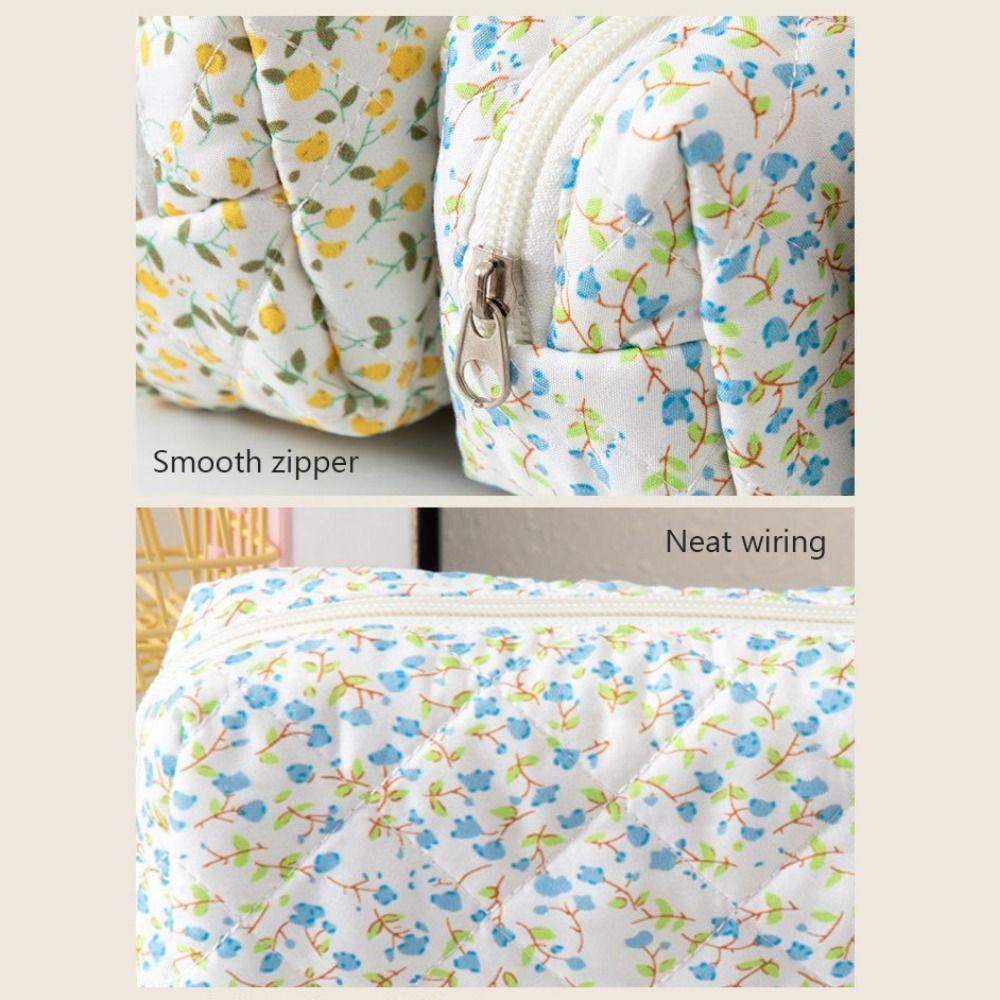 Polyester Pencil Case Large Capacity Storage Bag New Floral Quilted Pen Bag  Daily Stationery