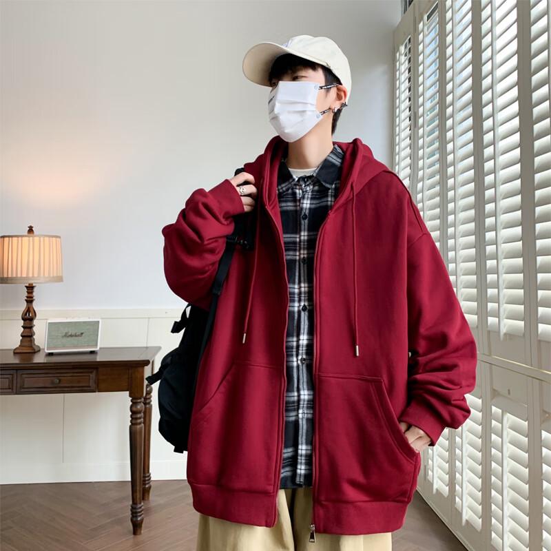 

Худи унисекс бордового цвета на молнии 3XL