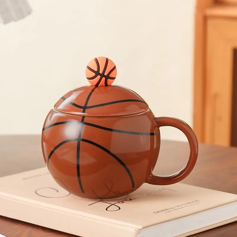 450ml Ceramic Basketball Shaped Tea Cup Gift Set Gift Creative Sports Basketball Theme Souvenir
