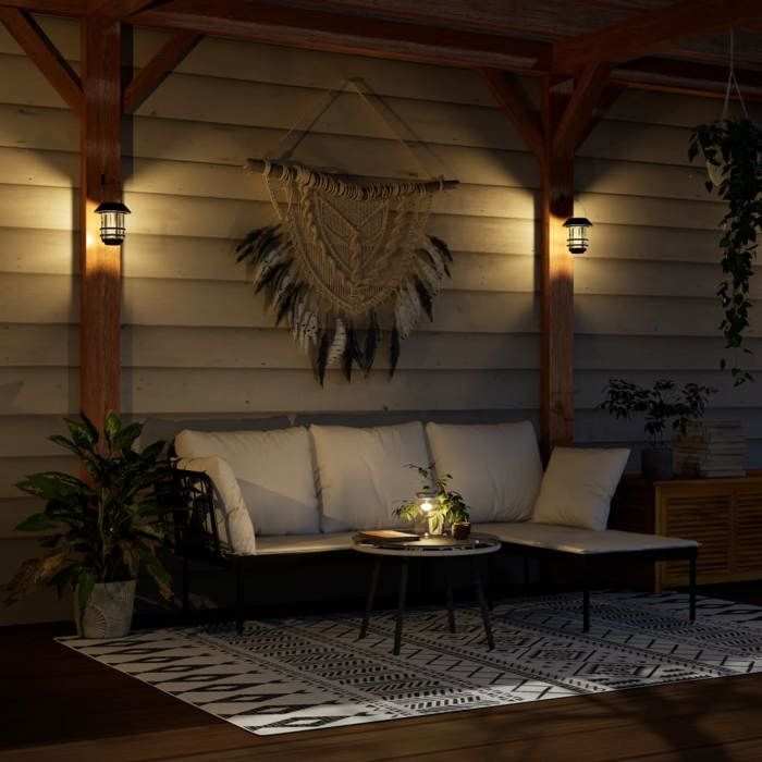 VidaXL Lanternes murales solaires d'extérieur 4 pcs blanc, lanterne solaire murale de jardin, lampe solaire murale 4008188