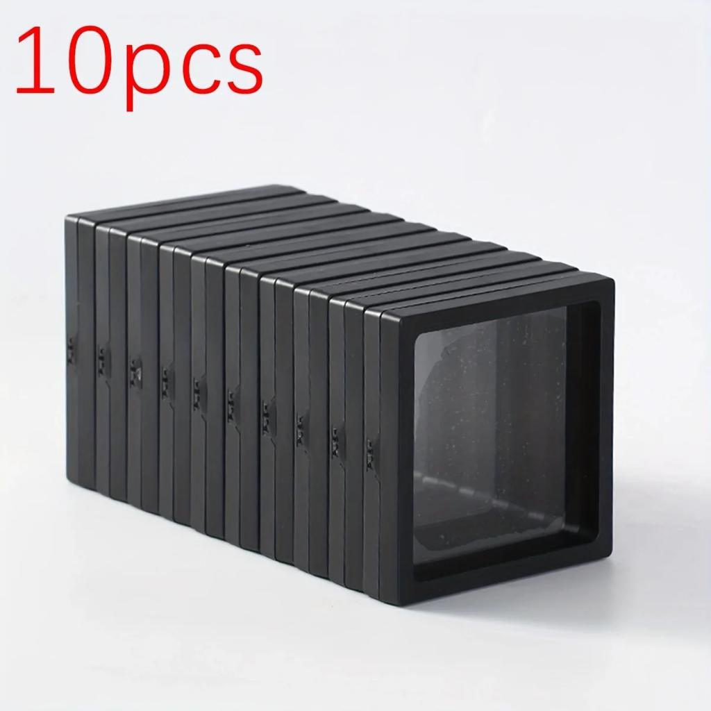 10 transparent floating display boxes, film jewelry packaging boxes, jewelry, necklaces, rings, collectibles storage boxes