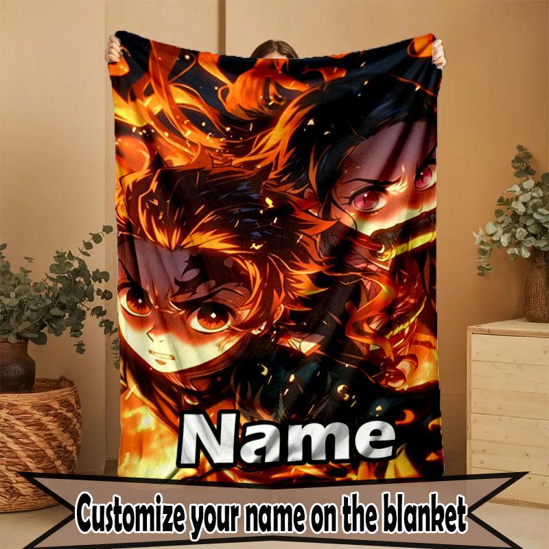 Individuelle Personalisierte Demon Slayer Druckdecke, Heimdekoration, Schlafzimmer, Sofa, Camping, Couch, Geschenke für Geburtstag Weihnachten
