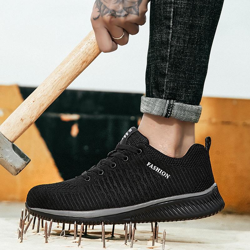 Fashion Male Safety Shoes Men Steel Toe Work Sneakers Breathable Work Shoes Work Safety Boots Men's Sports Shoes Hiking Shoes