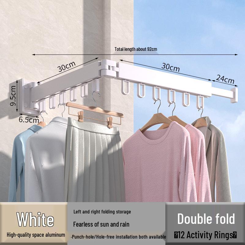 Wall-Mounted Retractable Aluminum Clothes Drying Rack for Balconies and Dorms