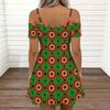 Damen Neckholder Übergröße Kleid Elegant Rose Bedruckt Fließend Urlaubs Sommerkleid
