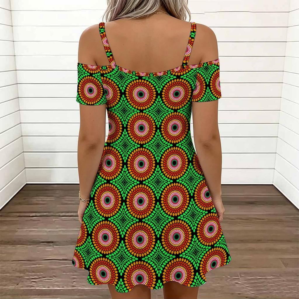 Damen Neckholder Übergröße Kleid Elegant Rose Bedruckt Fließend Urlaubs Sommerkleid