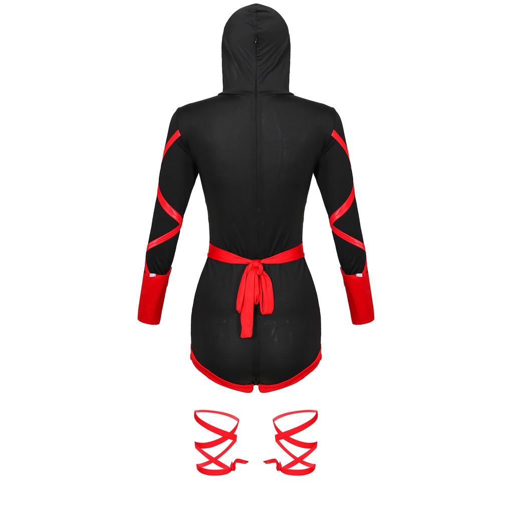 Sexy Women Killer Cosplay Costume Black Blue Samurai Warrior Outfit for Halloween Carnival Party