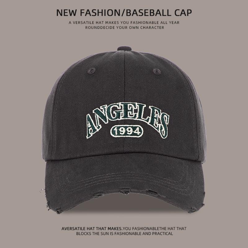 

Baseball cap children wide brim show face small deep top big head circumference street hip hop hole embroidery cap men Adjustable серый