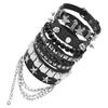 Gothic Punk Multi Layer Spike Stud Leather Bracelet 5 Piece Set