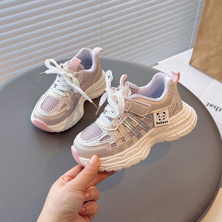 

Детская спортивная обувь 2025 весна и осень новая обувь для девочек обувь папы дышащая сетка обувь для бега для детей среднего и старшего возраста одноклассники 36 розовый