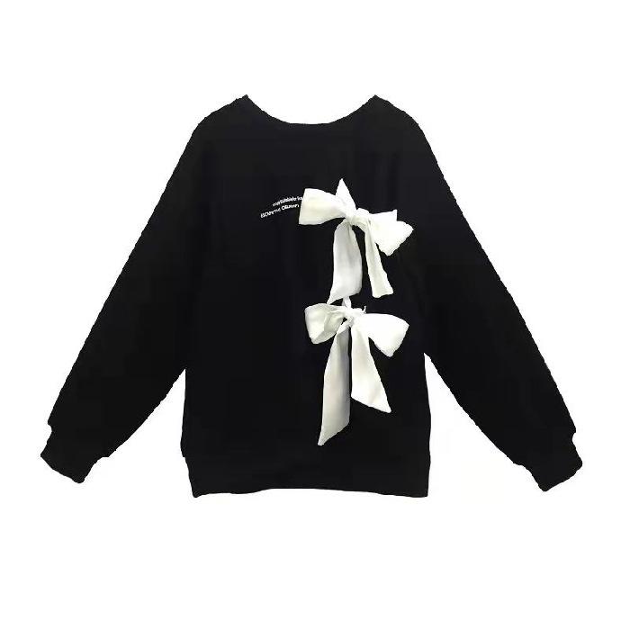 Women's Loose Bow-Tie Pullover Sweatshirt - New for Early Autumn 2024