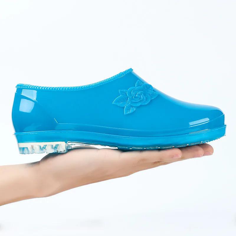 WTEMPO Nepromokavé protiskluzové měkké nízké tlusté podpatky pracovní boty dámské velké jednobarevné ležérní jednobarevné boty