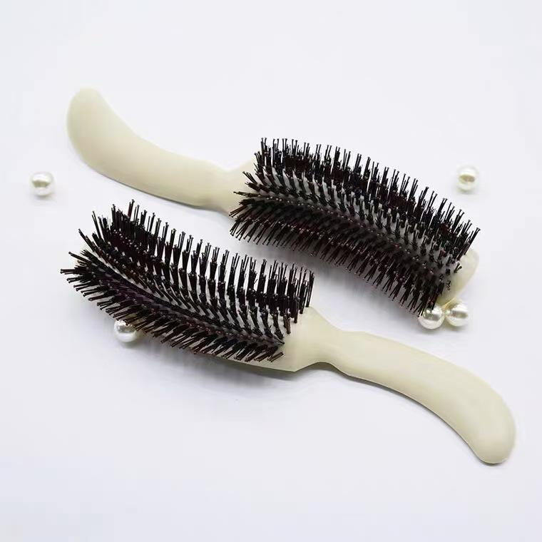 Fawei Three-Row Boar Bristle Backcombing Comb for Fluffy Hair Styling
