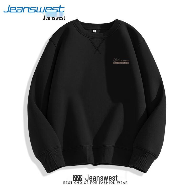 Jeanswest Men's Casual Crew Neck Letter Print Loose Sweatshirt