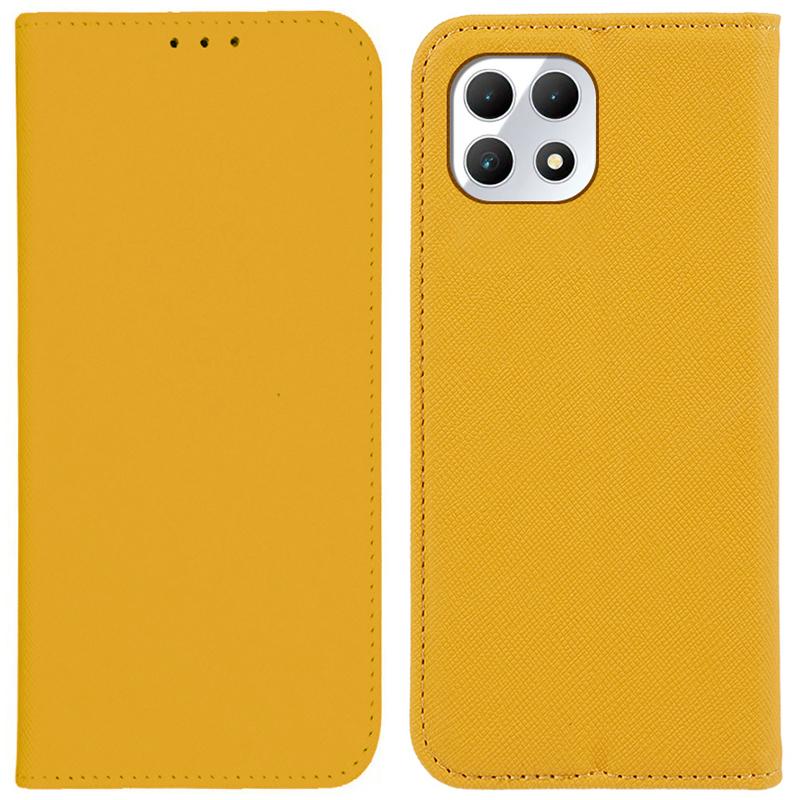 

For T-Mobile REVVL 7/T Phone 2 Case Wallet Leather Phone Cover Cross Texture Yellow
