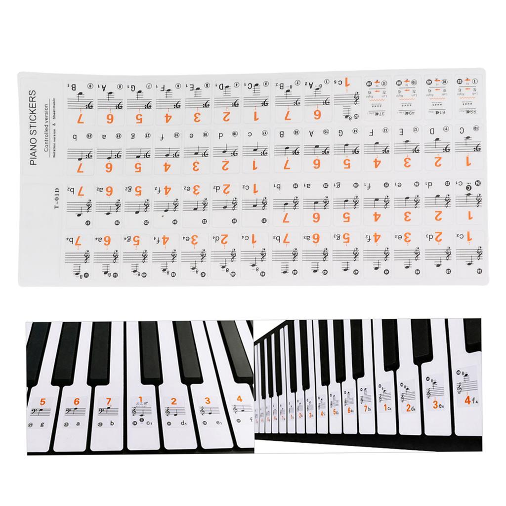 Transparent 37 49 61 Electronic Keyboard 88 Key Piano Stave Note Sticker Notation Version & Sheet Music for White Keys
