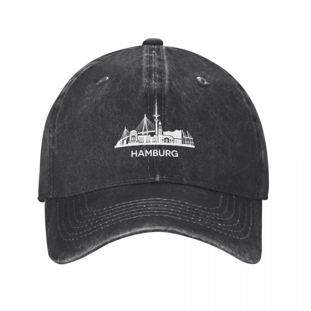 Hamburg City Skyline Extended Version White Baseball Cap Visor Beach Outing Hat Luxury Brand Black WoUnisexs Beach Outlet Unisexs