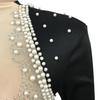 Fashion Sexy Rhinestone Mesh Beaded Backless Long Sleeve Midi Dress for Women