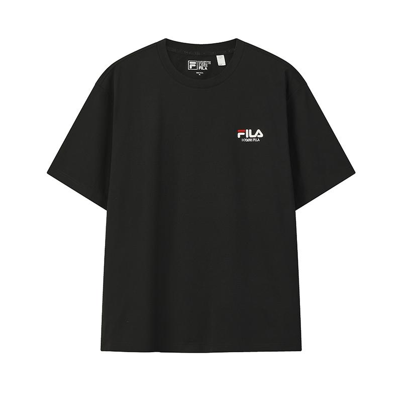 

FILA Original Classic Embroidered Logo Simple Fashion Retro Casual Sports Comfortable Knitted Short Sleeve T-Shirt Unisex Tops Black F51U619103FBK XS