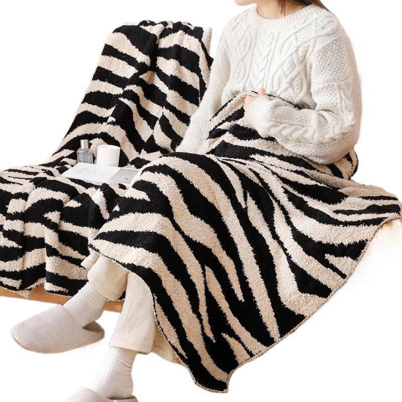 Zebra Stripe Plush Sofa Cover & Decorative Nap Blanket