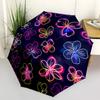 1PC Neon Flowers Automatic Folding Umbrella Portable Collapsible 8-Rib Umbrella for All Seasons, Casual Outdoor Accessory, A40
