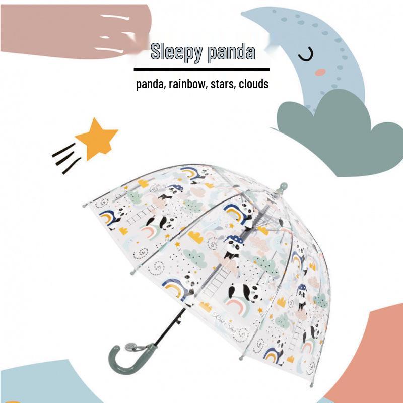 Ombrello Trasparente Manico Lungo Unicorno per Bambini - Carino Design Cartoon per l'Asilo