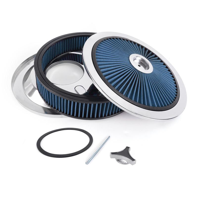 RASTP-14" x 3" Round Super Flow Thru Air Cleaner Filter Washable For 5-1/8 Carb Neck OFI149