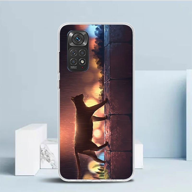 Anime Cat Rain Animal Phone Case For Xiaomi Redmi Note 15 14 14S 13 12S 12 Pro Plus 11S 11 11T 11E 10S 10 + Soft TPU Back Cover