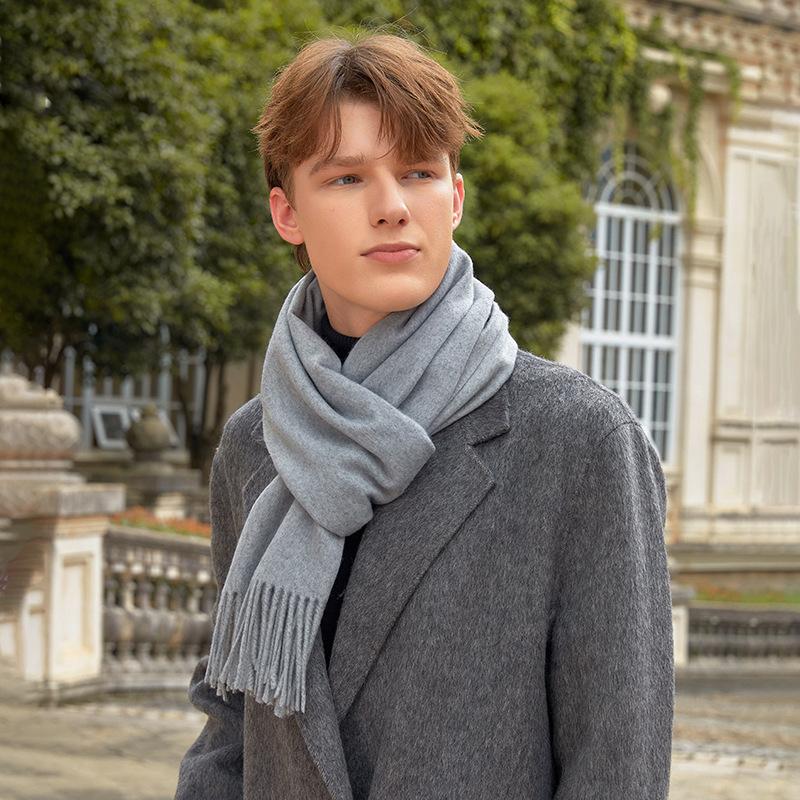 Men's Solid Color Scarf Autumn and Winter New Versatile Wool Scarf Korean Atmosphere Cashmere Scarf Women's Winter Warmth
