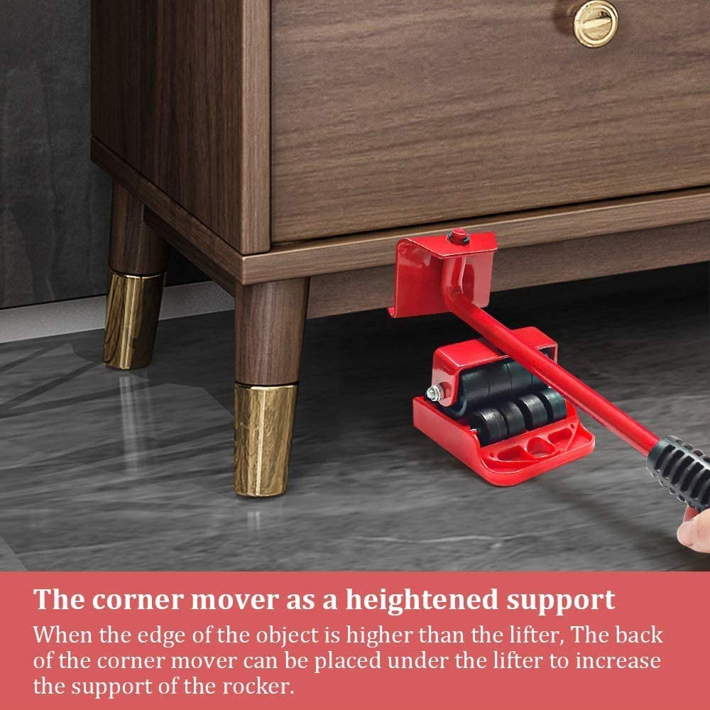 New Heavy Duty Furniture Lifter Transport Tool Furniture Mover Set 4 Move Roller 1 Wheel Bar for Lifting Moving Furniture Helper