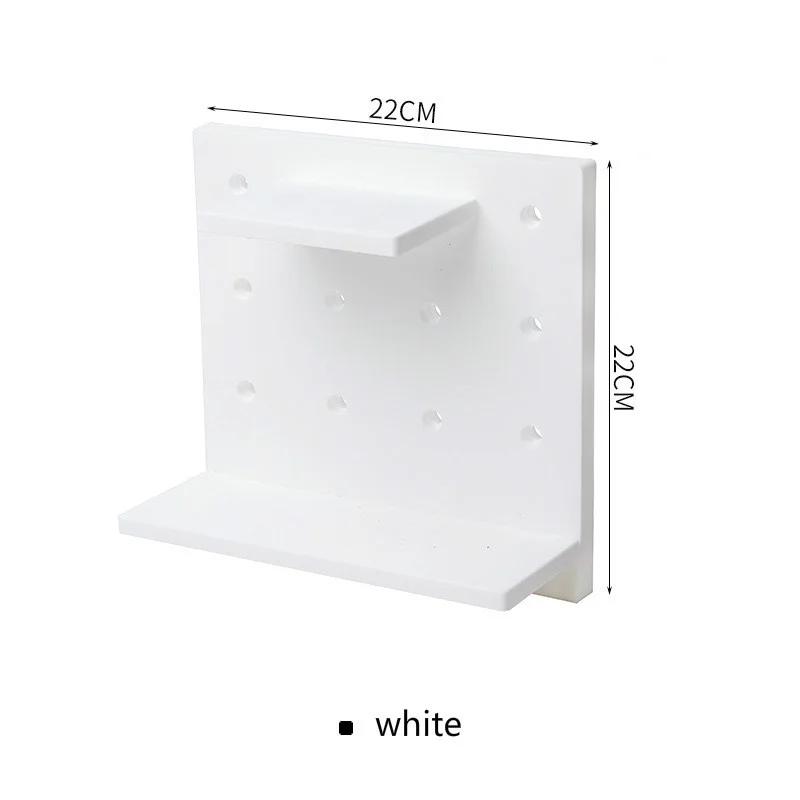 

Household Plastic Orifice Storage Rack Living Room Kitchen Bedroom Partition Wall Wall Hanging Shelf белый