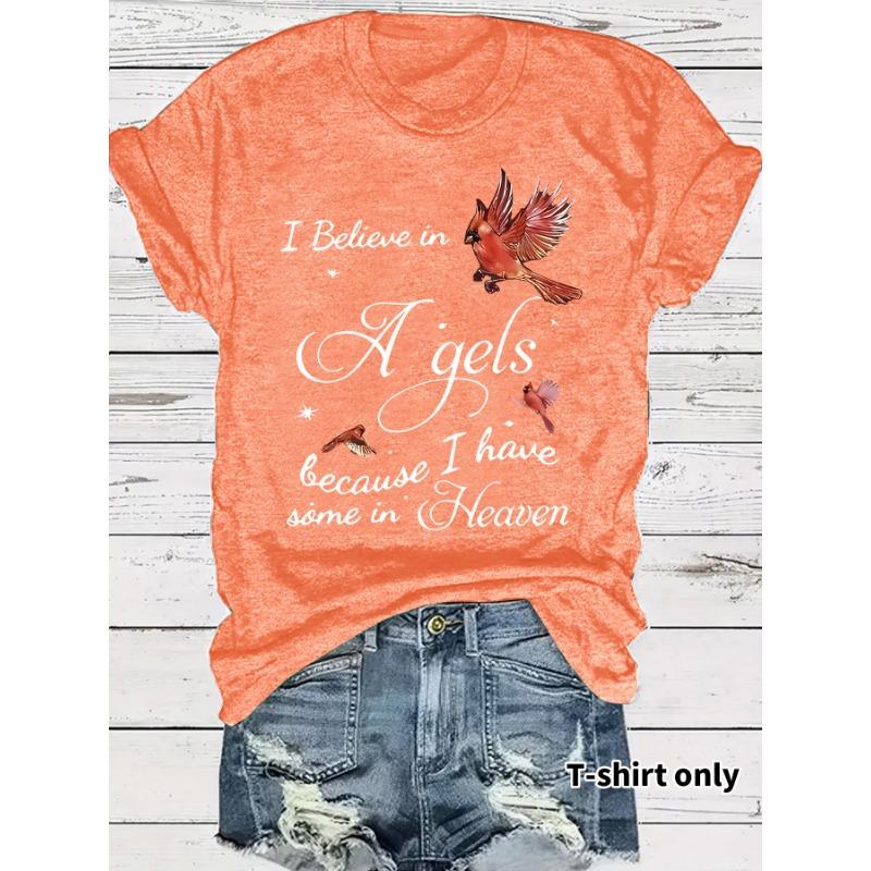 Damen Neues Sommer Rundhals Kurzarm T-Shirt Inspirierender Slogan-Druck Bequemes T-Shirt