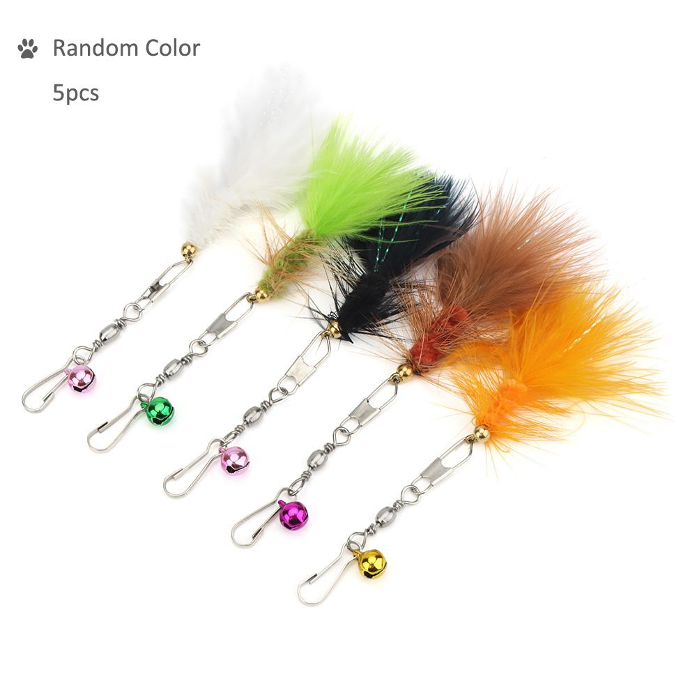 

5pcs Random Simulated Insects Cat Toy Replacement Head Feather Interactive Pet Toys For Kitten