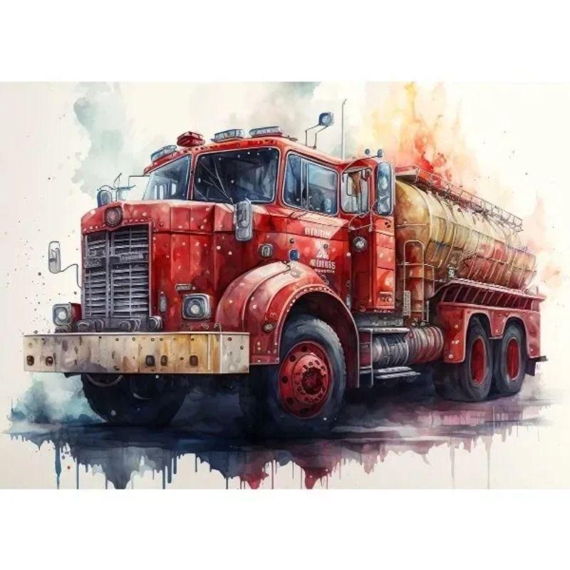 Watercolor Toy Car Tin Painting for Kids Room Decor