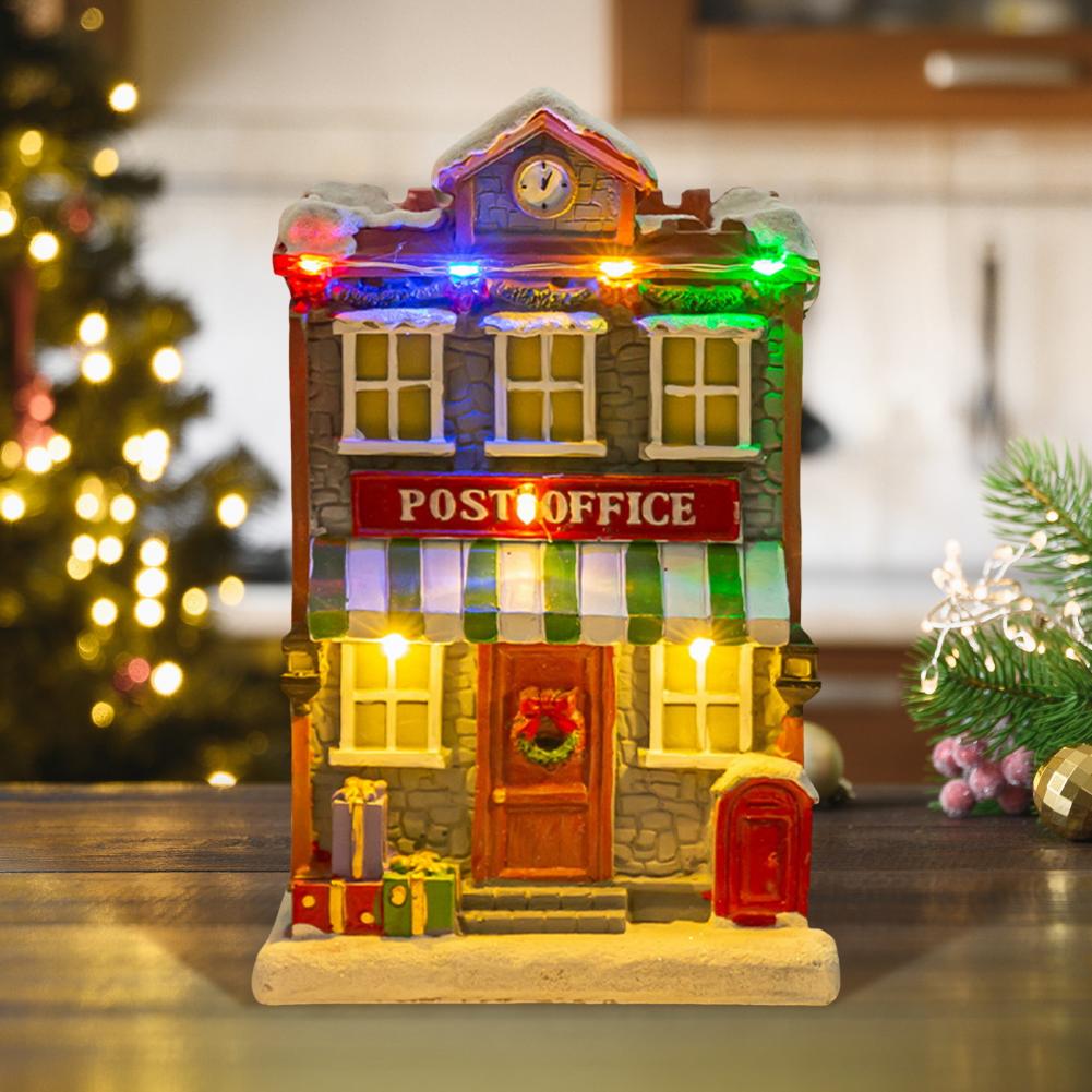 Festive Tabletop Display Led House with Music Battery Operated Holiday Centerpiece for Tabletop Display Festive Resin Figurine