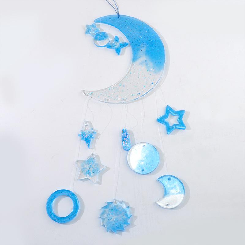 Epoxy Wind Chime Silicone Mold: Sun, Moon, Stars Pendant with Hole for DIY Decorations