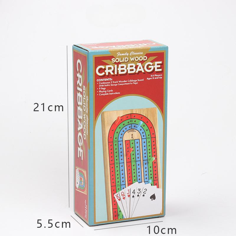 Farbkodiertes Cribbage-Brettspiel aus Holz mit 3 Bahnen – Perfekt für Familienspaß und Treffen mit Freunden