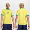 Nike Dri-Fit Brasilien 2024 Stadium Heim V-Ausschnitt Pullover Letter Logo Print Kurzarm Fußballtrikot Herren Zitronengelb