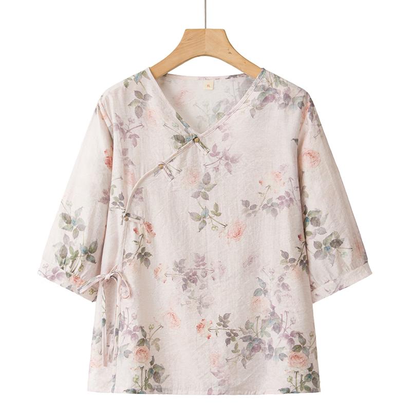 Yuzhaolin New Chinese Style Summer Top for Elderly Women 3XL