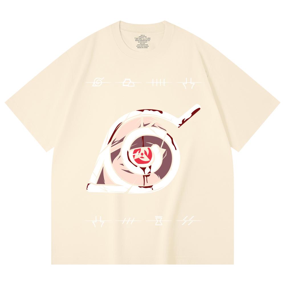 230 Gsm 100% Cotton Naruto V19 Sharingan Print Unisex Heavy Cotton T Shirt XS абрикосовый