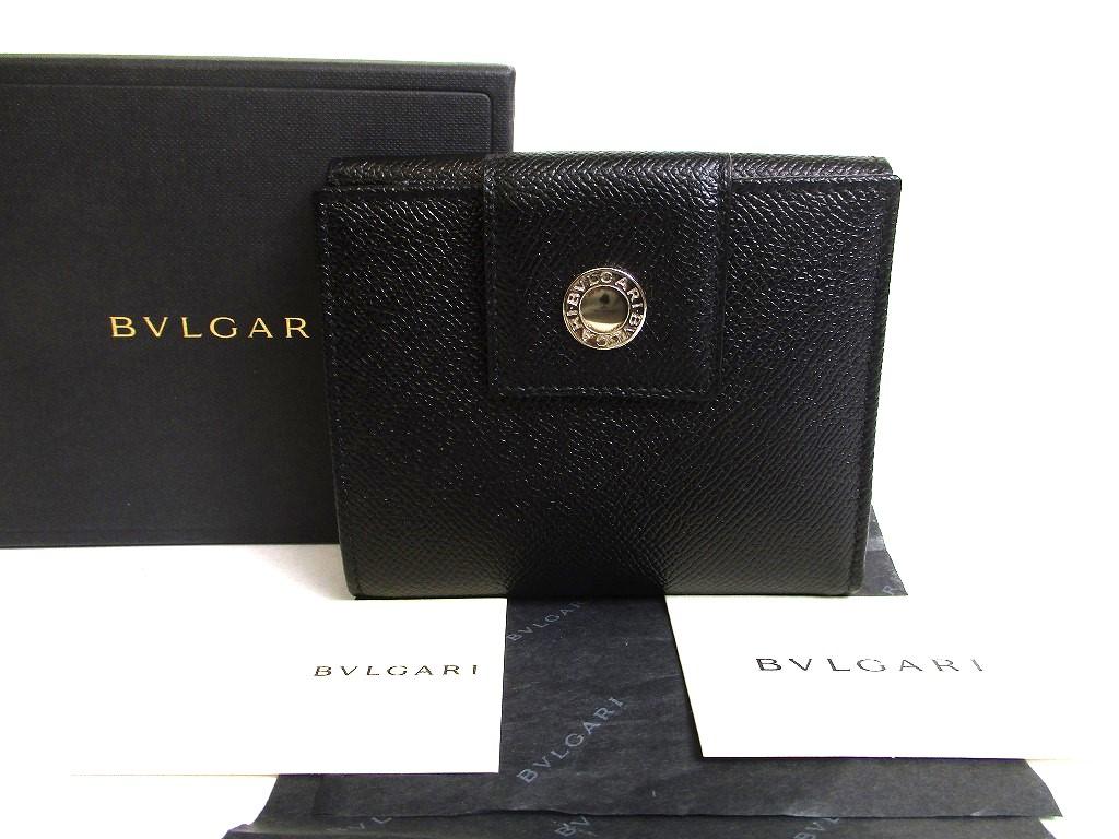 

Authentic BVLGARI Black Leather Bifold Wallet Compact Wallet #a581 Refurbished
