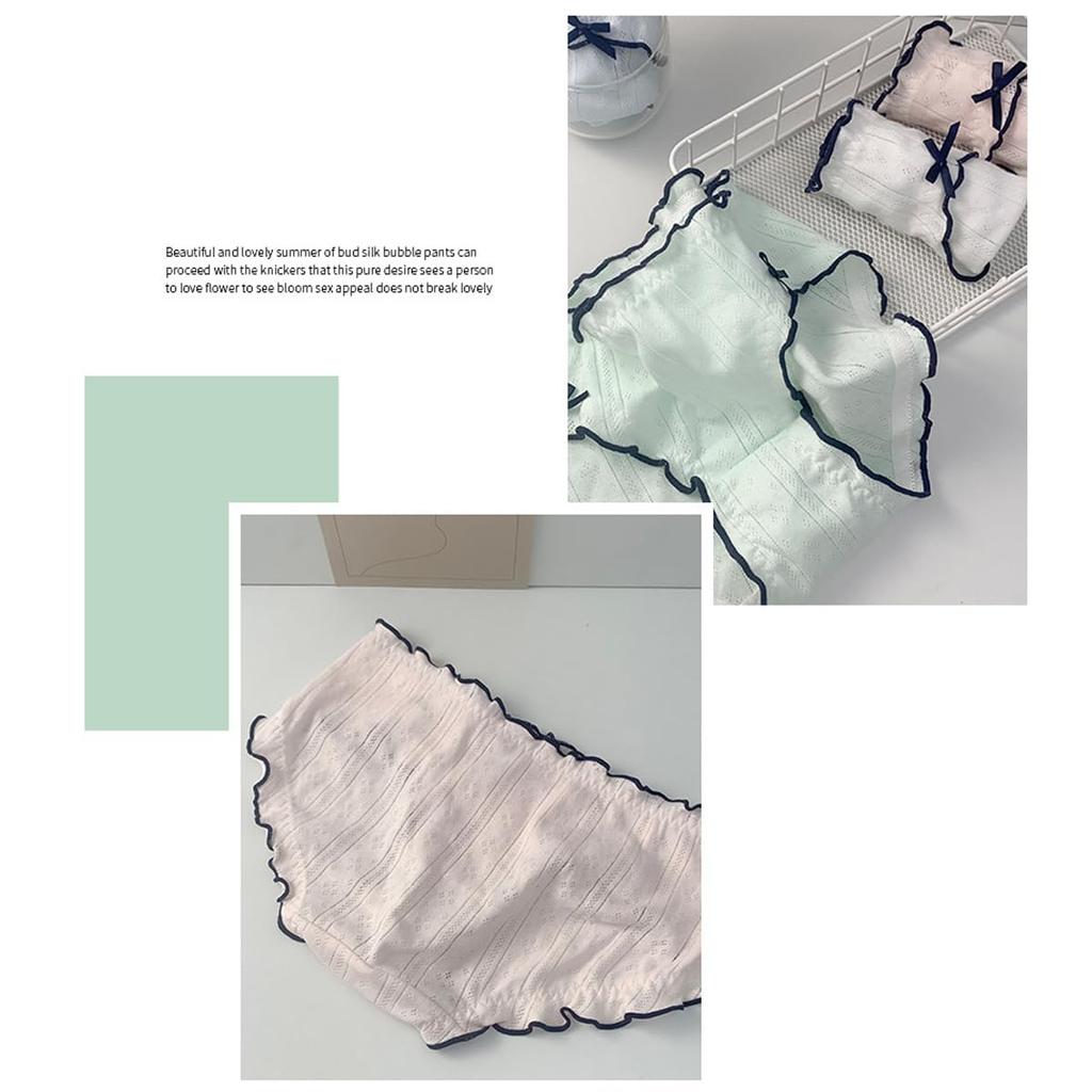 AZBESCZ Cotton Panties of with Satin Cute Lace and Ribbon Soft and Comfortable To the Touch 3 Women's (Set 3) Panties, Design, (Size L, Colors)