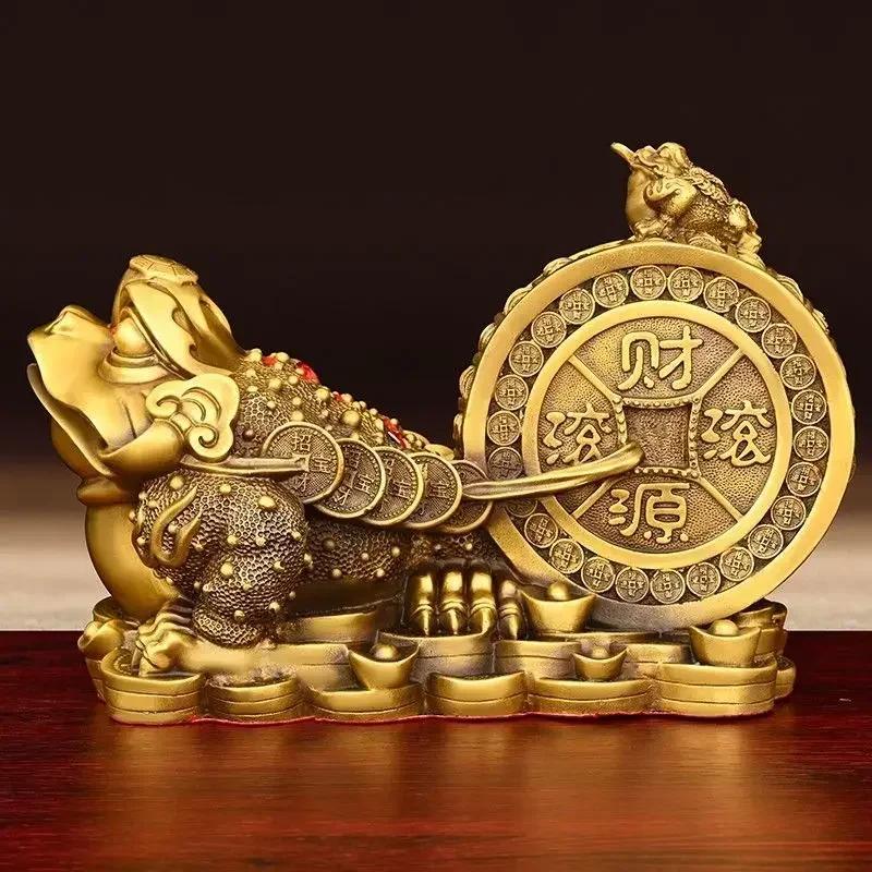Copper Animal Golden Toad Pulling Wealth Three-legged Toad Ornament Home Office Decor